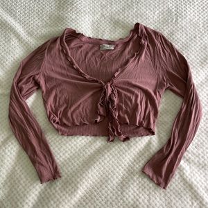 Urban Outfitters front tie long sleeve crop top